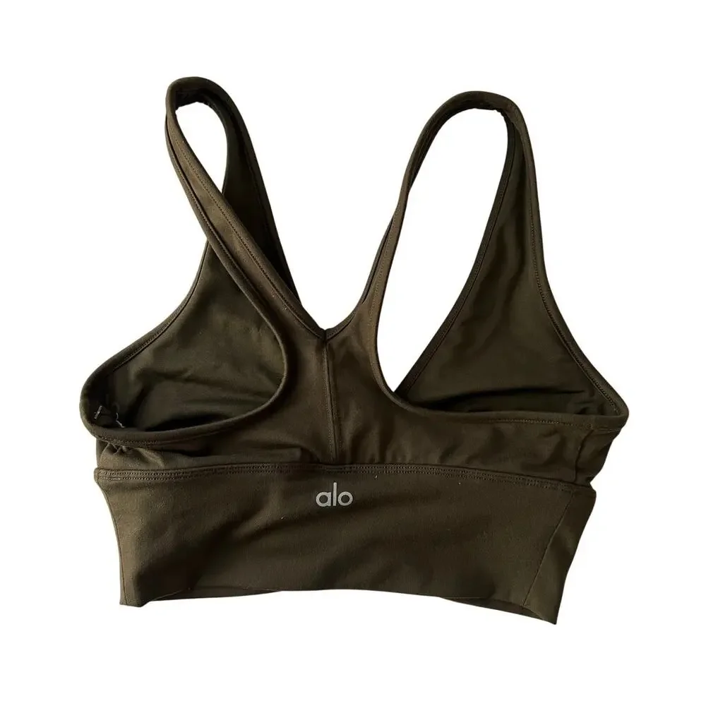 alo Yoga Women's XS Green Sports Athletic Bra Top Tank Top Excellent Condition